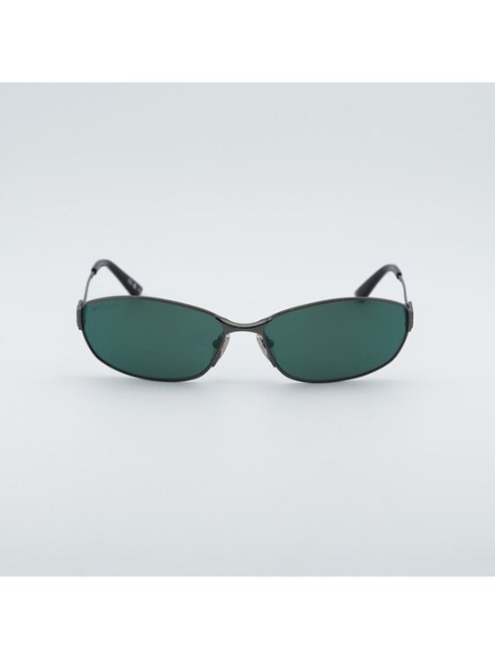 Balenciaga BB0336S 005 Unisex Sunglasses Grey Oval Frame, Green Lenses main image 9